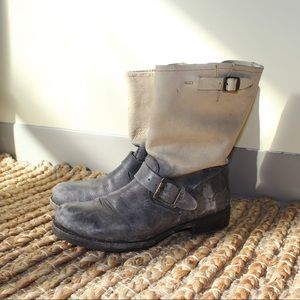 Frye two tone leather motorcycle boot